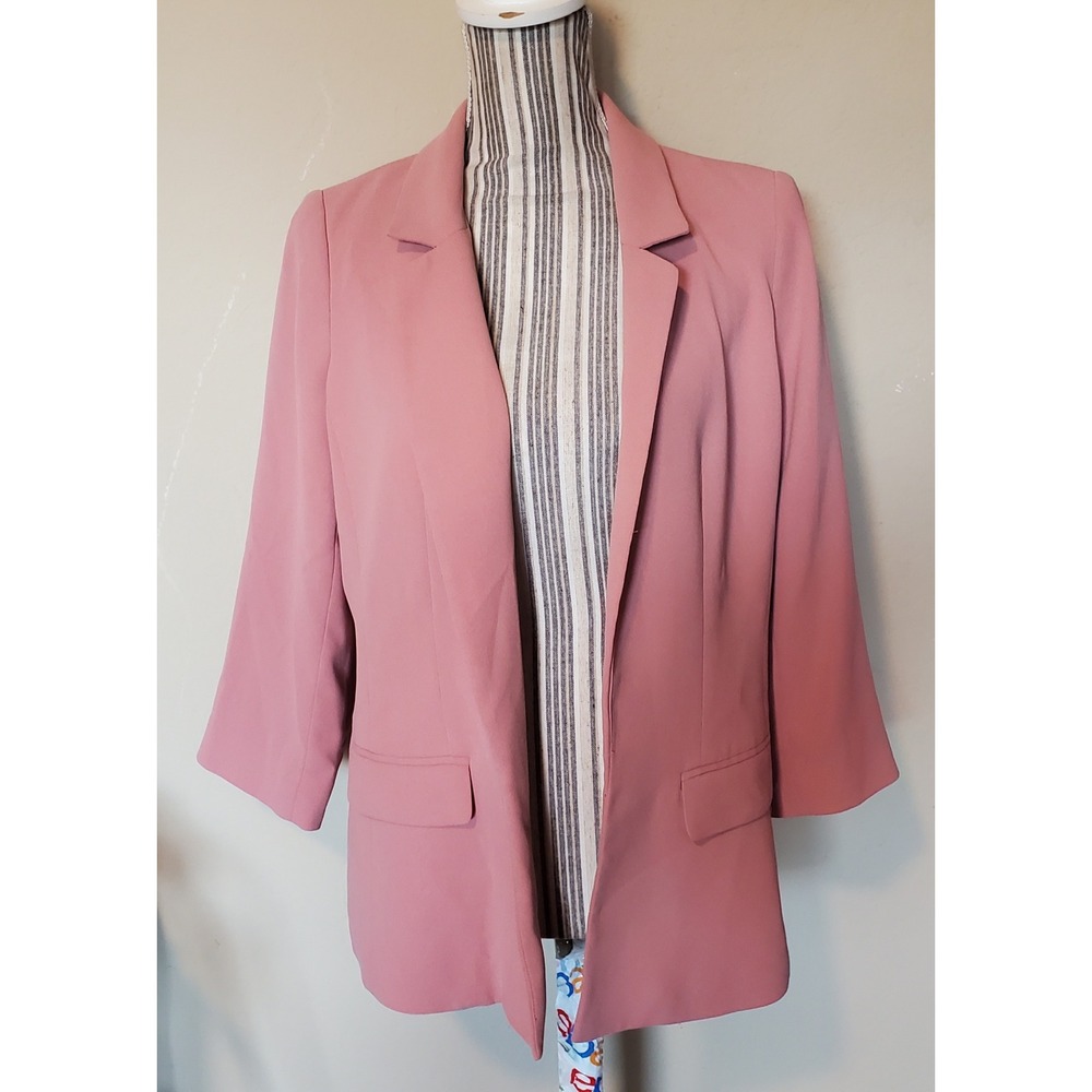 LOFT Petites Dusty Rose Open Front 3/4 Sleeve Blazer Jacket Pink 8P 503533